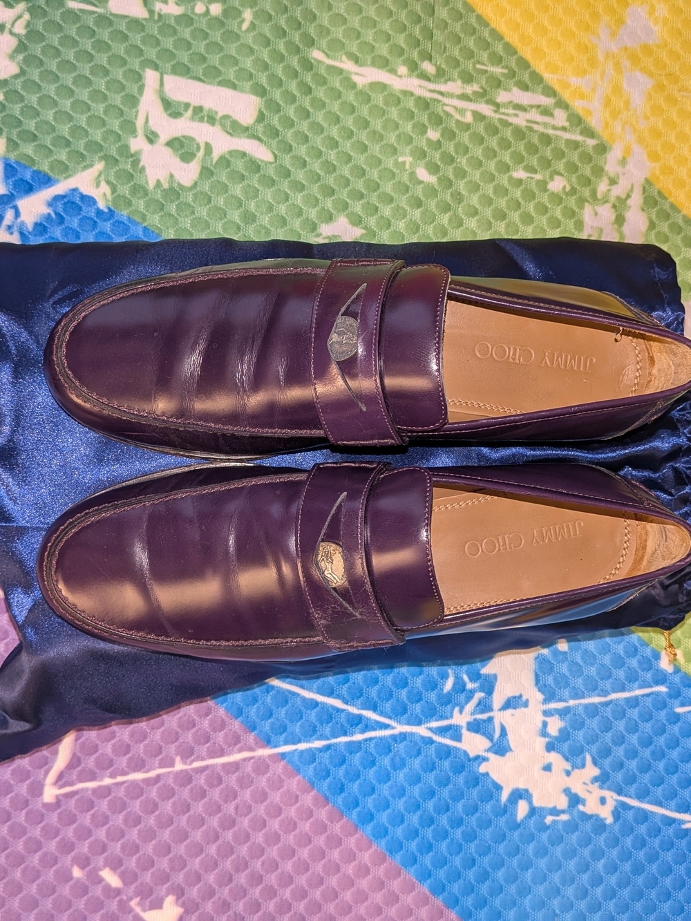 Jimmy Choo men's Purple Leather Penny Loafers EU SIZE 43 - Picture 3 of 10